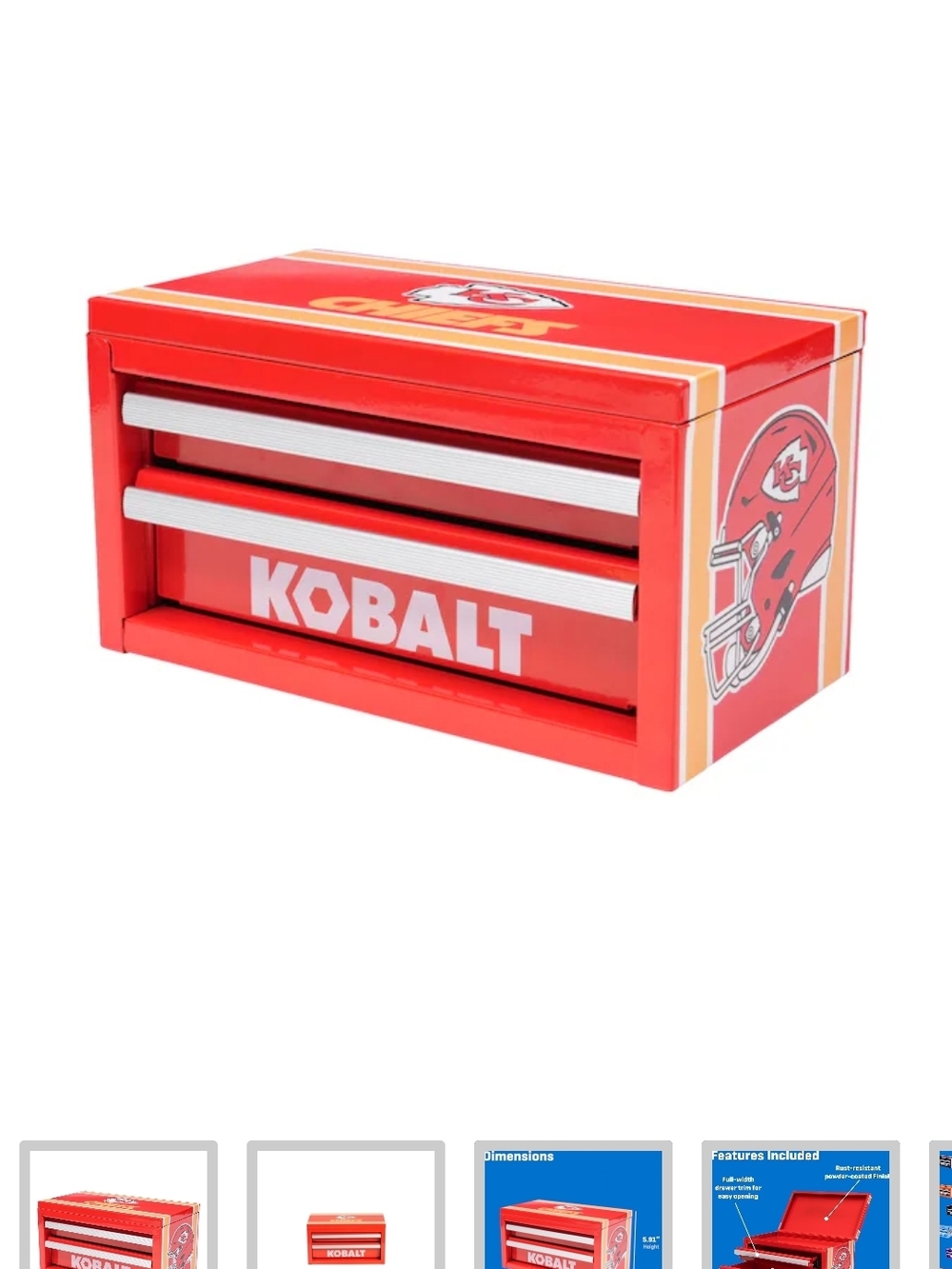 Last One....Kobalt Red 2-Drawer Metal Storage Box with Kansas City Chiefs Design